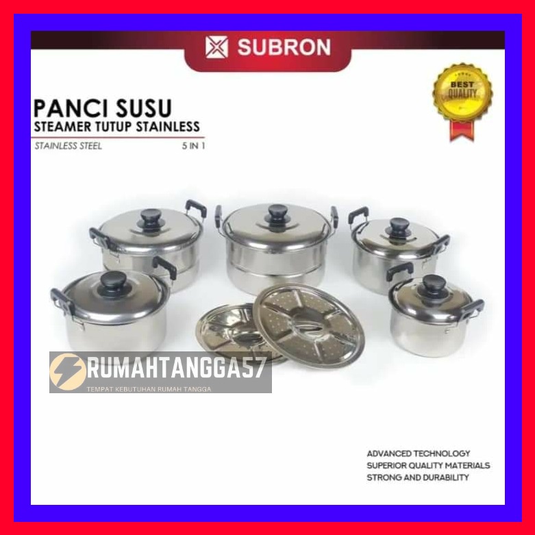 PANCI SET SUSUN 5 + STEAMER TUTUP STAINLESS - PANCI SET 5 SUSUN + STEAMER TUTUP STAINLESS / PANCI 12