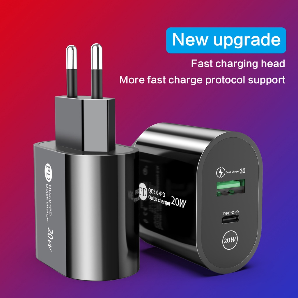 Usb+pd12w Charger Handphone 5V2.4A Adaptor Cas Hp Tipe-C PD Pengisi Daya Adopsi Handphone Untuk i-phone Tipe C Android