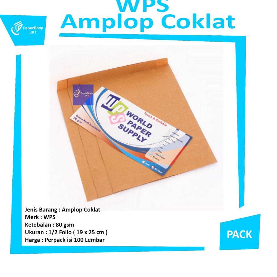 

COD WPS - Amplop Coklat Ukuran 1/2 Folio Non Seal - Pack !!!