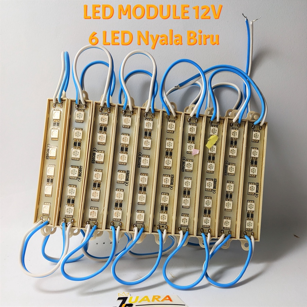 LED MODULE 12V 6 LED Nyala Biru - Putih | LED Module 12 Volt 6 Mata Variasi BIRU dan PUTIH