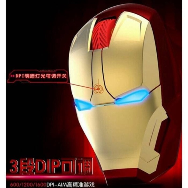 Jual Mouse Unik Action Figure Kepala Iron Man Wirelles Ironman Berkualitas
