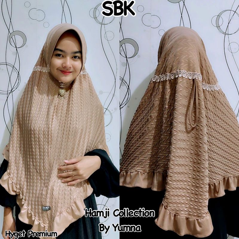 Hijab Bergo SBK Padi/Jilbab instan serut belakang renda