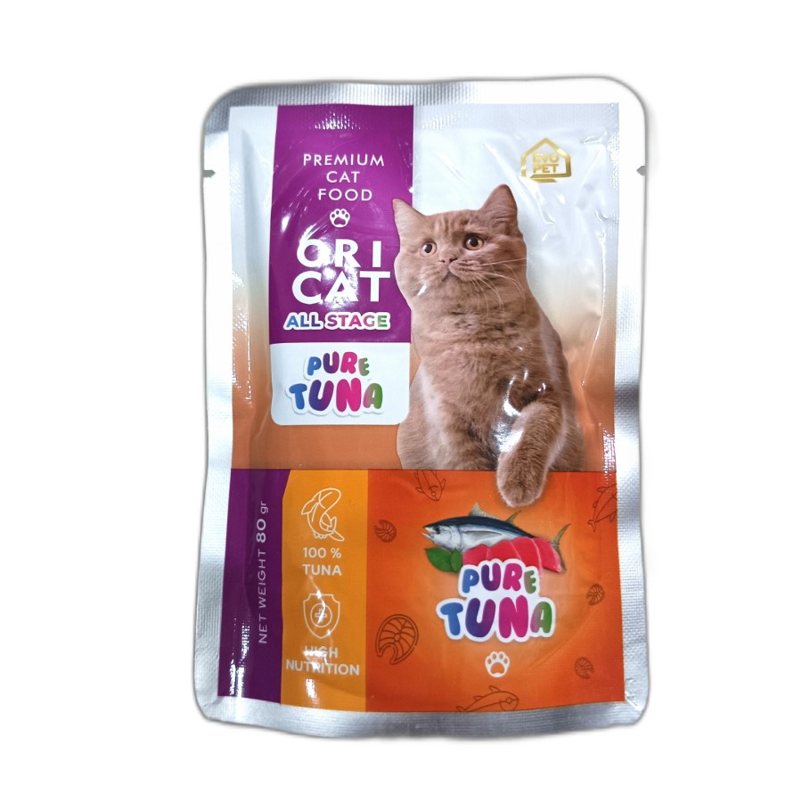 (6 x ) Ori Cat Pouch Sachet Pure Tuna Makanan Basah Kucing 80 gr