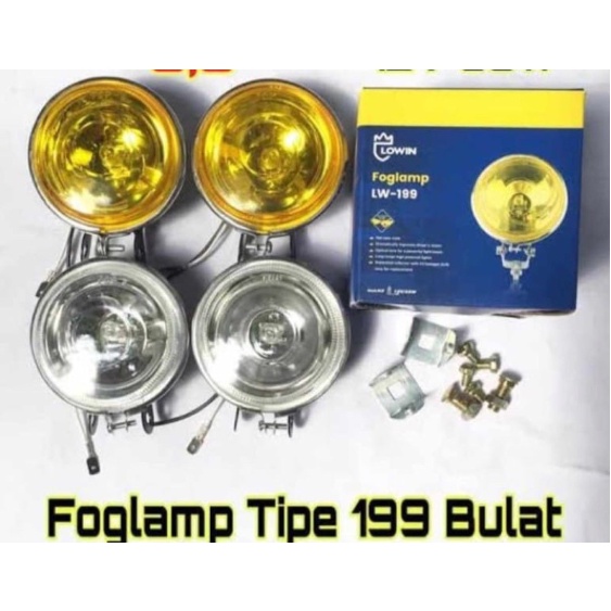 LAMPU TEMBAK KABUT BULAT FOGLAMP TIPE 199 BULAT Kaca bening kaca kuning sepasang universal