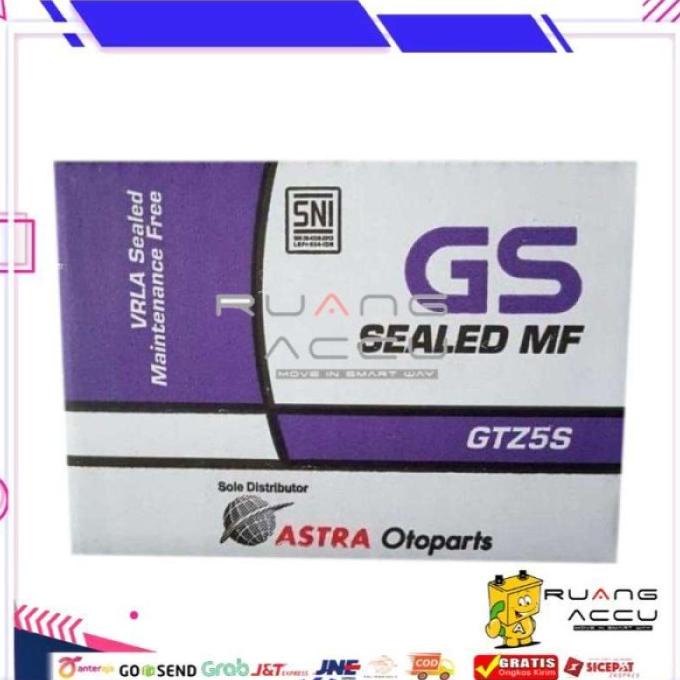 Accu/Aki Motor Kering Gs Astra Original Gtz5S Untuk Motor Beat, Scoopy Debezzz