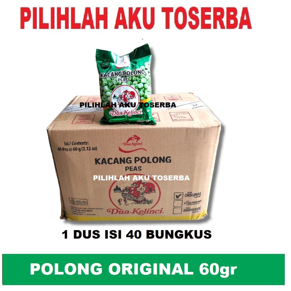 DUA KELINCI KACANG POLONG ORIGINAL - ( HARGA 1 DUS ISI 40 BUNGKUS )