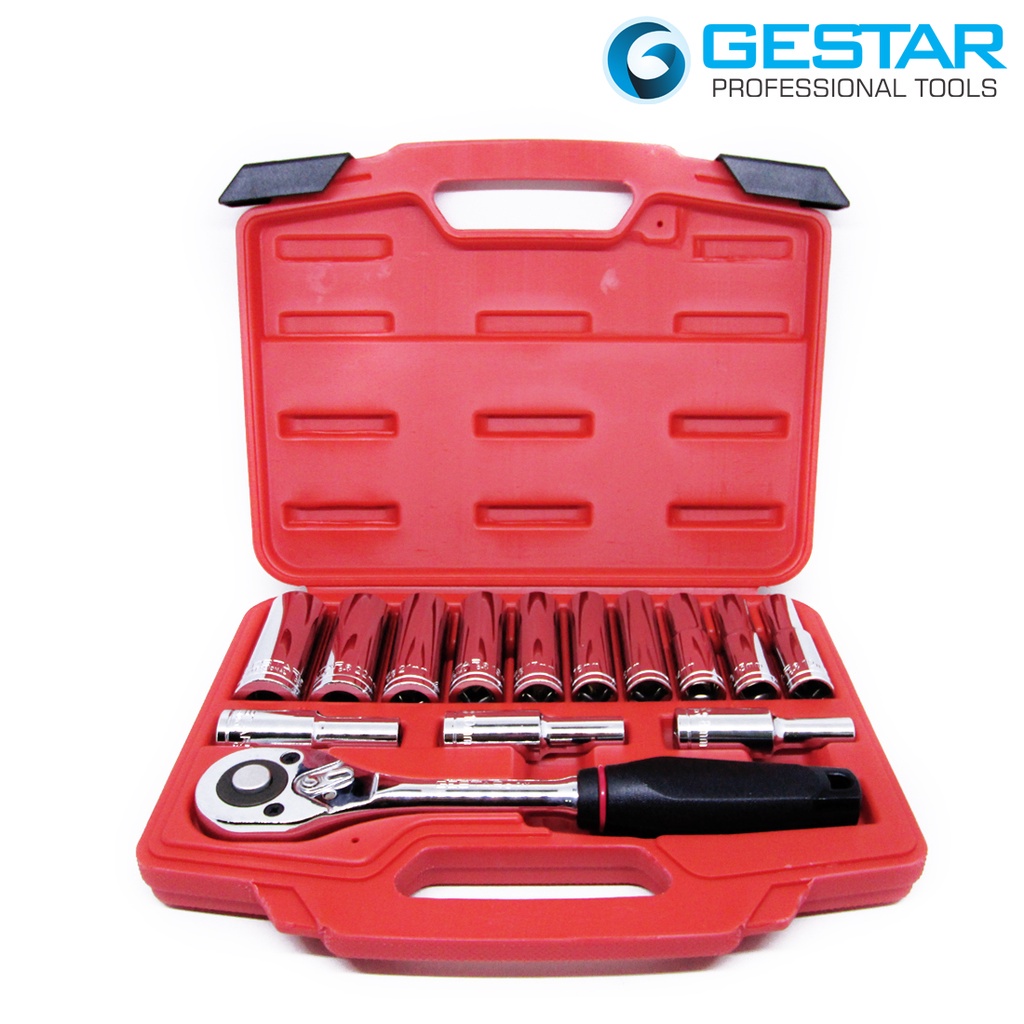 GESTAR/CROSSMAN-Set Kunci Shock 1/2” Dr Deep Socket Set- 15pc Metric 6pt 287-010