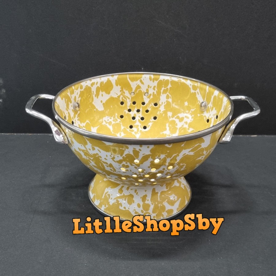Sangku Bakul Enamel Tempat Nasi 16cm Kuning Blirik Loreng