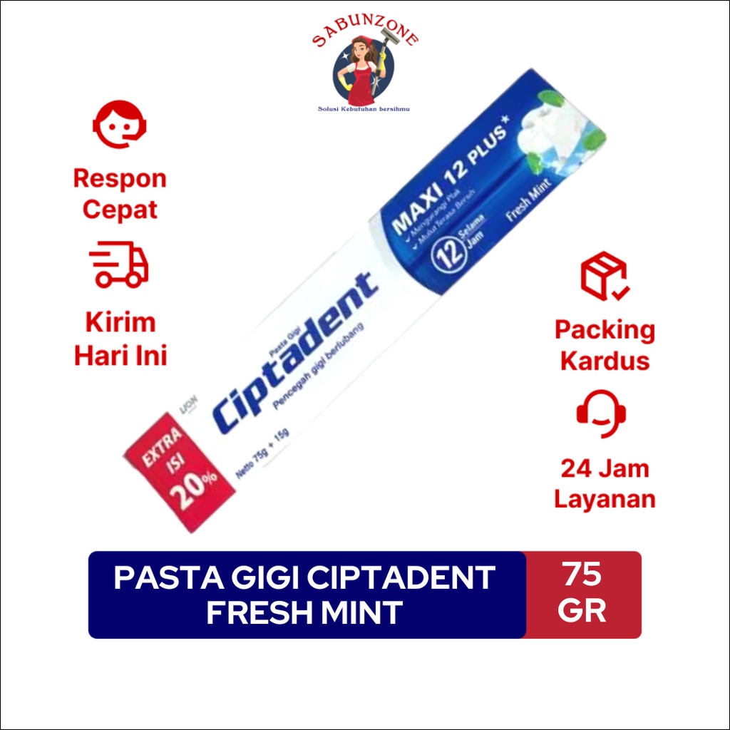 Pasta Gigi Ciptadent Cool Mint Maxi Complete Fresh Mint 75 gr + 15 gr