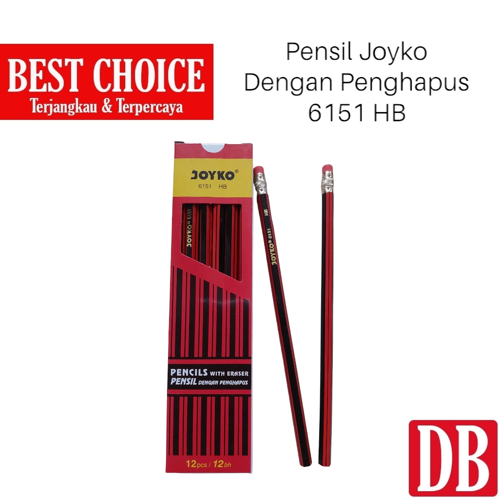 

Pensil HB / Pensil Tulis Dengan Penghapus Joyko 6151 HB (12pcs)