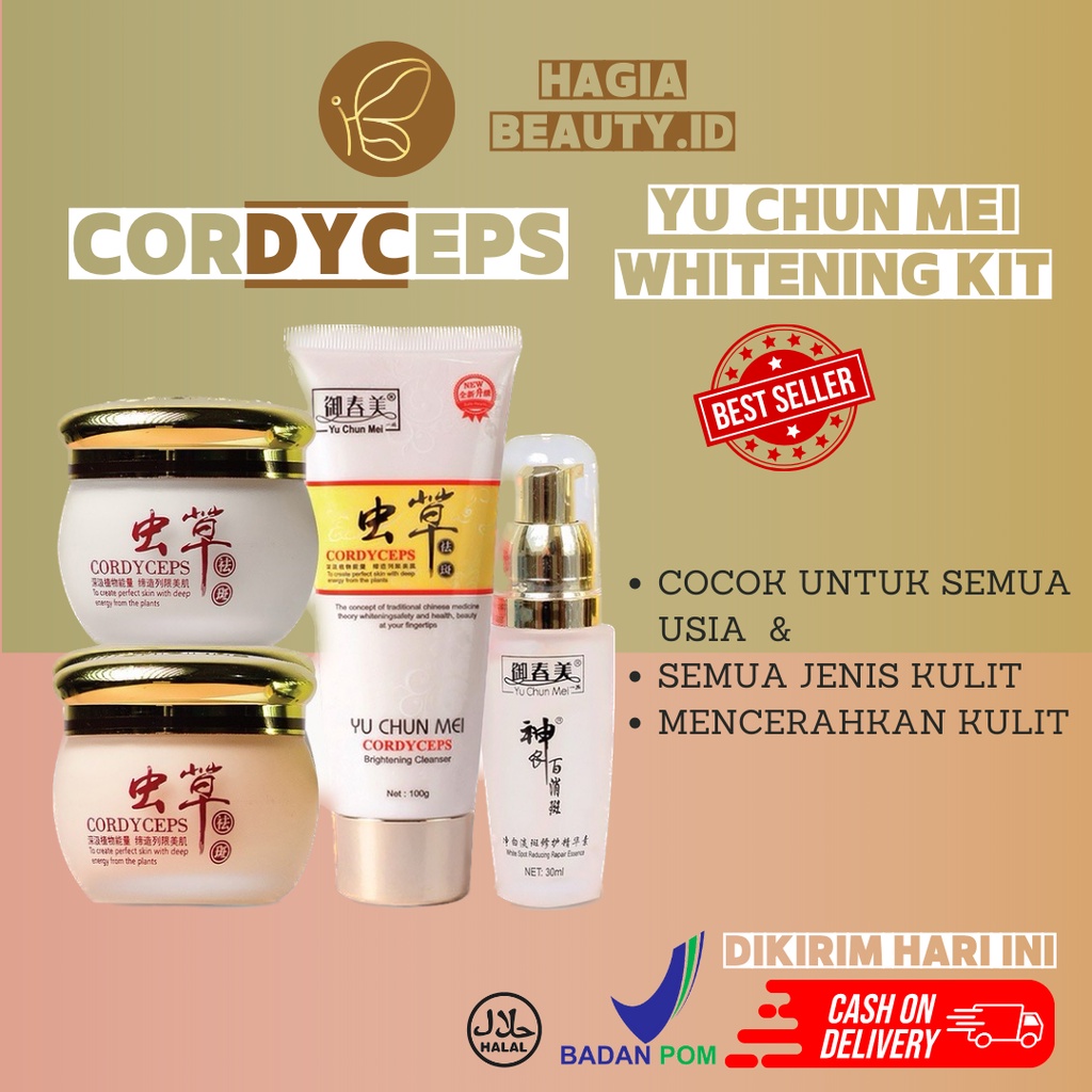 ORIGINAL BPOM -  YU CHUN MEI CORDYCEPS CREAM SIANG MALAM - FACIAL WASH YUCHUNMEI - SERUM YUCHUNMEI