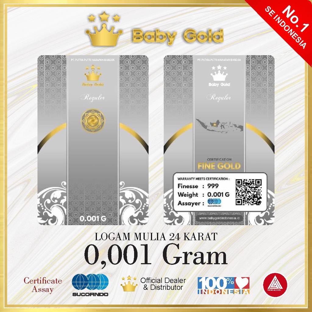 50 PCS Baby Gold 0,001 Gram New Reguler Logam Mulia