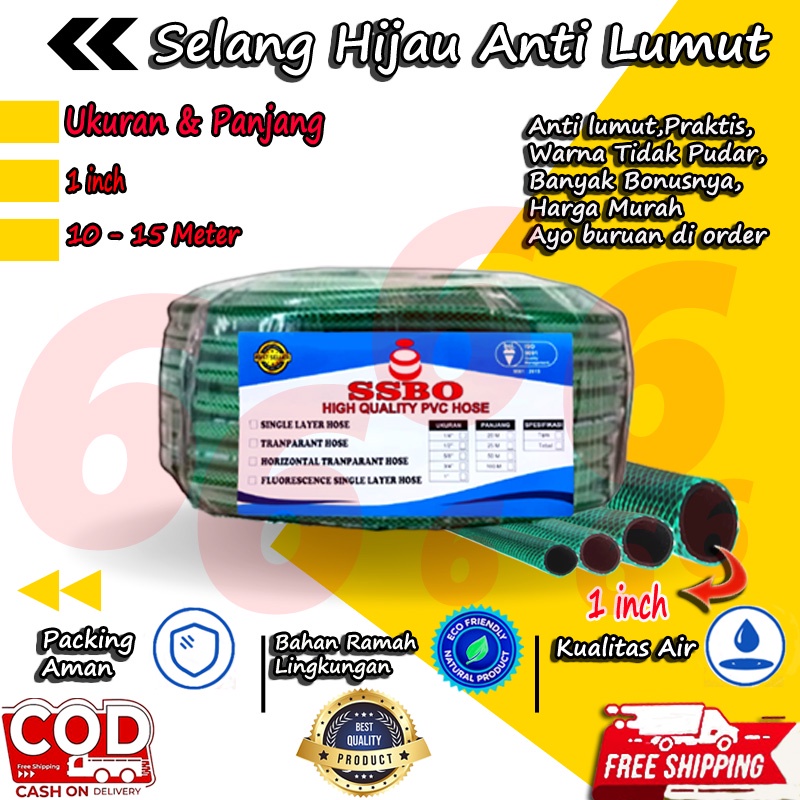 SELANG AIR 10 15 METER 1 INCH BENANG HIJAU ANTI LUMUT 2 MM SELANG TAMAN PERKEBUNAN ALAT MESIN CUCI MURAH COD