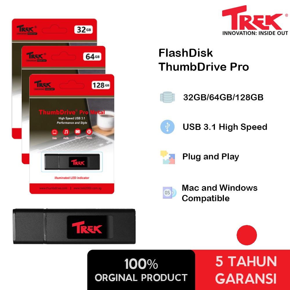 (ORIGINAL) TREK USB FlashDisk ThumbDrive Pro Metal USB 3.1 3.0 High Speed  Blade FLASHDISK ORIGINAL Flash Drive 16gb 32Gb USB 2.0 Garansi Resmi