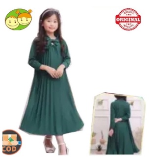 Gamis Plisket Anak Perempuan Muslim Polos - Gamis Anak SD/gamis plisket anak