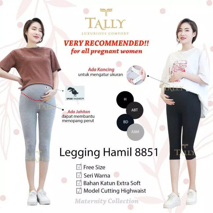 Celana Legging Ibu Hamil Selutut 3/4 Tally / Legging Bumil Tally 8851