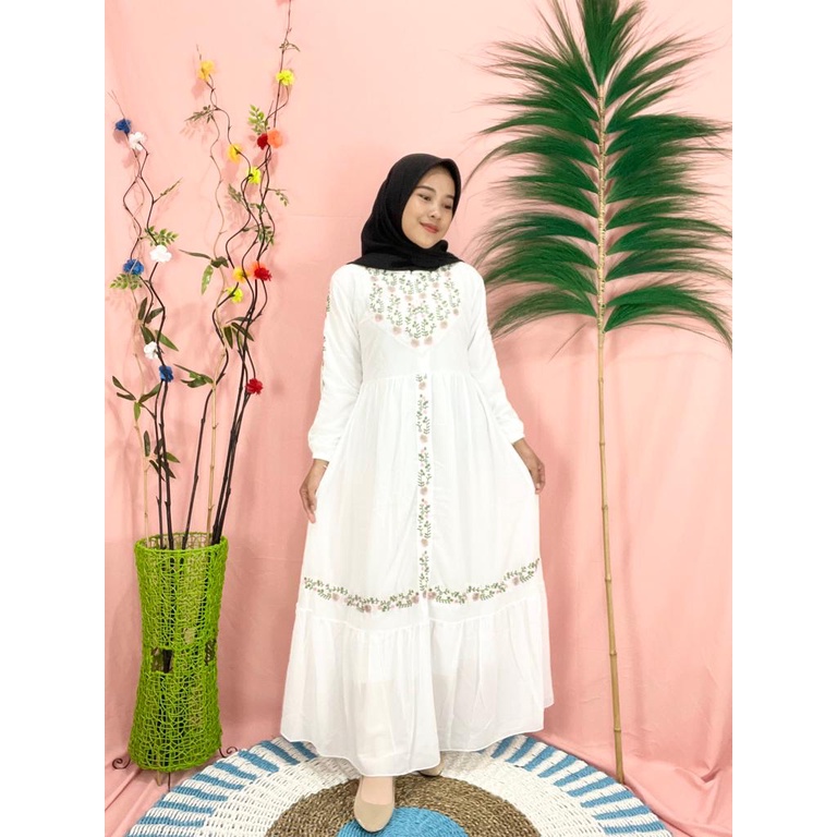 LANGSUNG KIRIM Gamis Wanita  Muslim Gamis Ceruty Mix Bordir Gamis Muslim Murah Gamis Kondangan Mewah