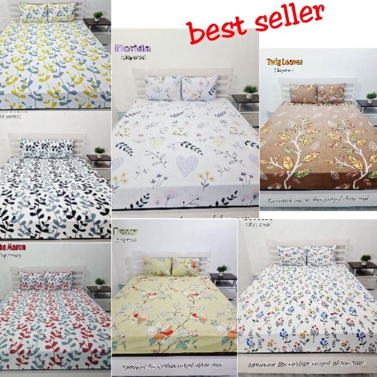 ORIGINAL% Sprei motif Aesthetic Daun dan bunga/sprei karet sudut