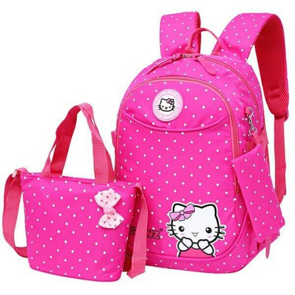 &quot;aurabagss&quot; - Beli 1 Dapat 3 &quot;HELLO KITTY&quot; Tas Anak SET 3 IN 1 Tas Ransel Anak Perempuan Tas Anak Sekolah TK SD Backpack Anak Perempuan Multifungsi Keren Trendy Stylish High Quality Harga Terjangkau