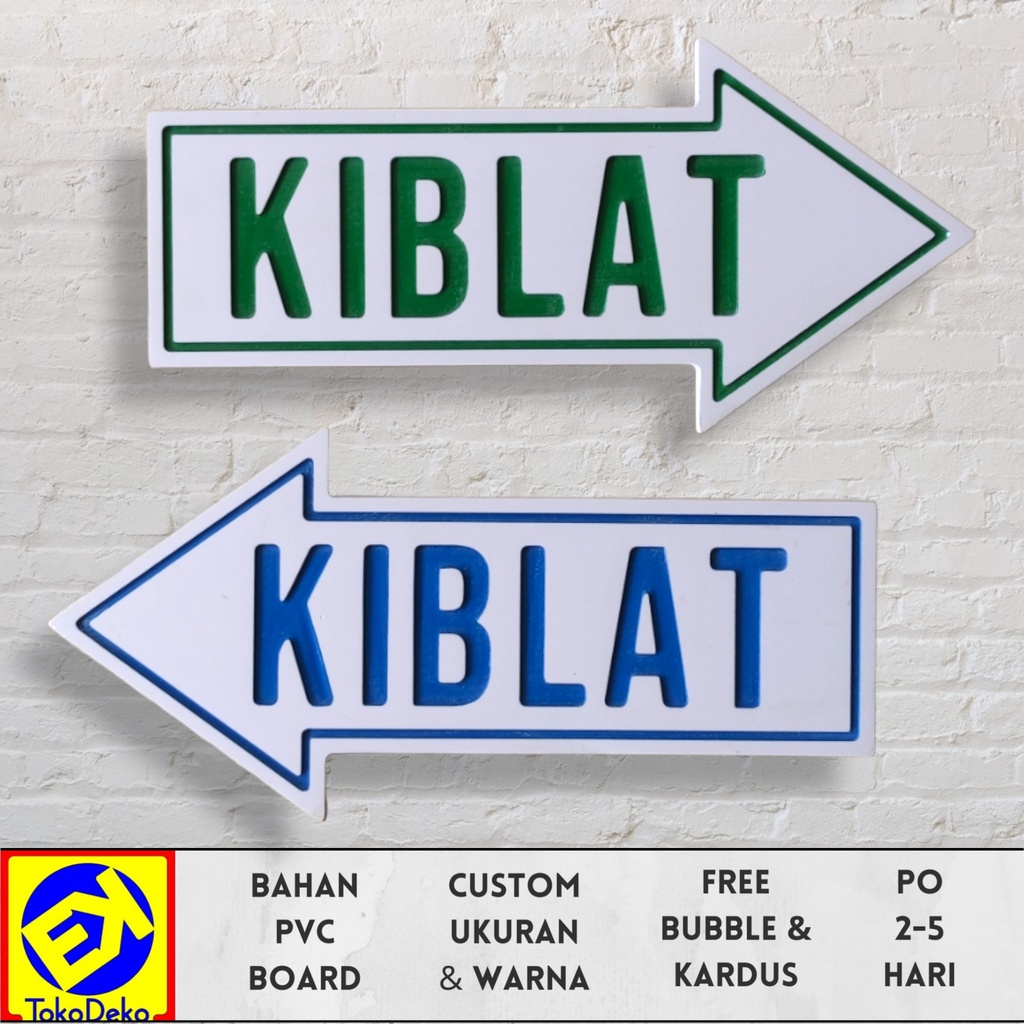 Dekorasi Hiasan Dinding Papan Tulisan Sign Board Arah Kiblat