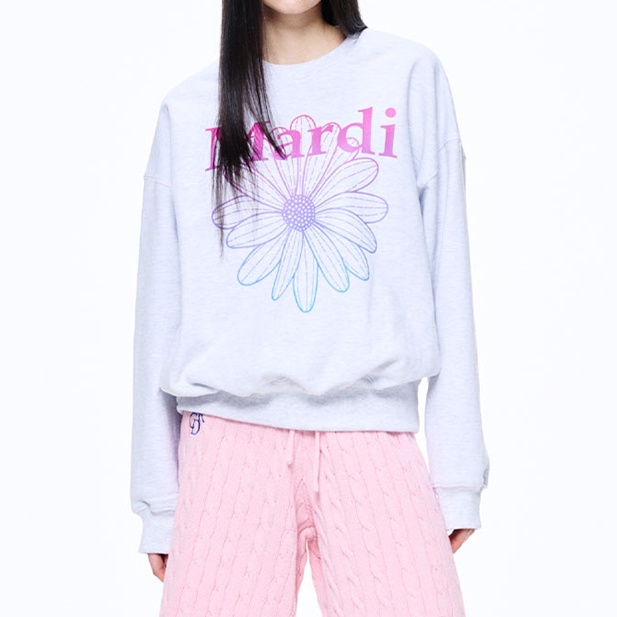 Mardi Gradation Flower Sweatshirt White / Purple