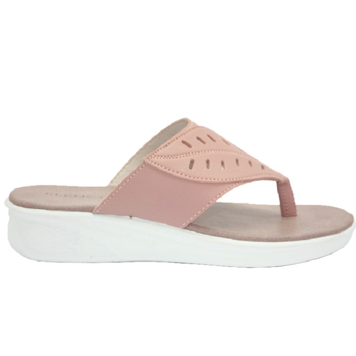 Klensia Sandal Wanita Japit Hak Rata Treples Flat Sandal 671-009 - Salem, 37