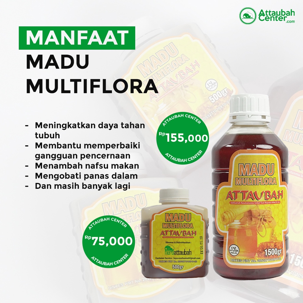 

MADU MULTIFLORA 1,5KG,500g ATTAUBAH