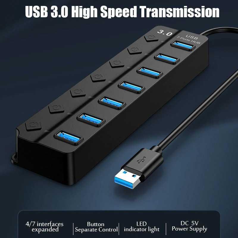 USB Hub High Speed Extender USB 3.0 With Switch - OY445 - Black