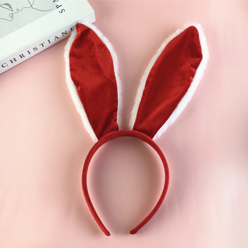 Bando Kelinci Red White Rabbit Ear Mask Bunny Sexy Pretty Girl