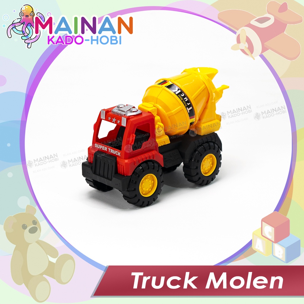 MAINAN MINIATUR ANAK DIECAST KONSTRUKSI TRUK MOLEN SEMEN PASIR