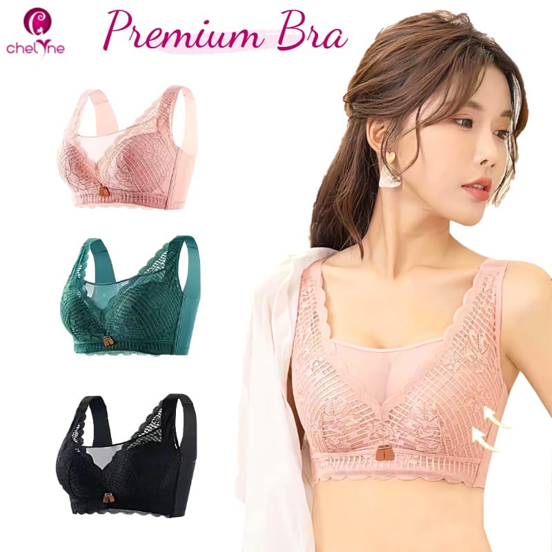 BH Chelyne Premium Big Size Busa 6925 Tanpa Kawat - Jumbo Full Cup Bra - Brukat Lace Mix Seamless 38/42