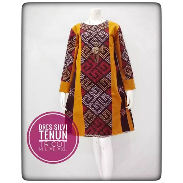 Dress tenun etnik baju tenun jepara tunik wanitan fashion dress kekinian DTB123