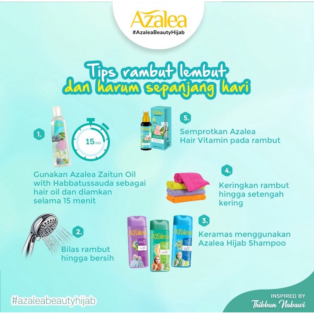 Azalea Shampoo Citrus Extract - Zaitun Oil &amp; Habbatussaudah Oil - Zaitun Oil &amp; Ginseng Extract 180 ML