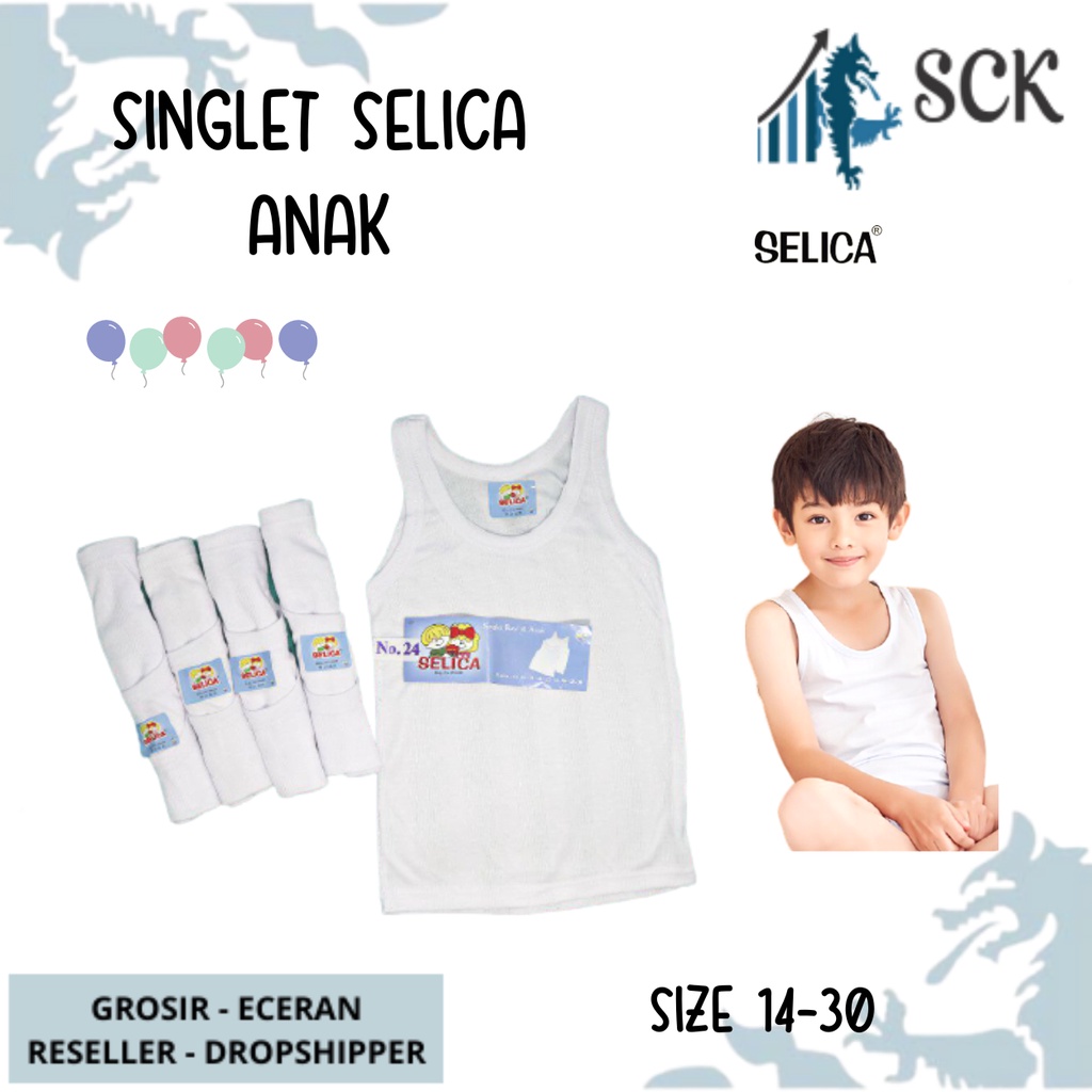 Kaos Dalam Anak SELICA INACO PUTIH / Pakaian Dalam Anak TK SD SMP/ Singlet Ukuran kecil untuk Anak - sckmenwear GROSIR