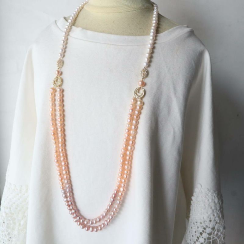 Kalung Panjang 90cm Susun Mutiara Asli Alami Cantik Antingelupas Awet Sepanjang Masa