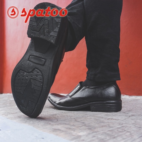 Sepatu Pantofel Pria Hitam Slip On Tanpa Tali Kulit Sapi Asli Original Spatoo