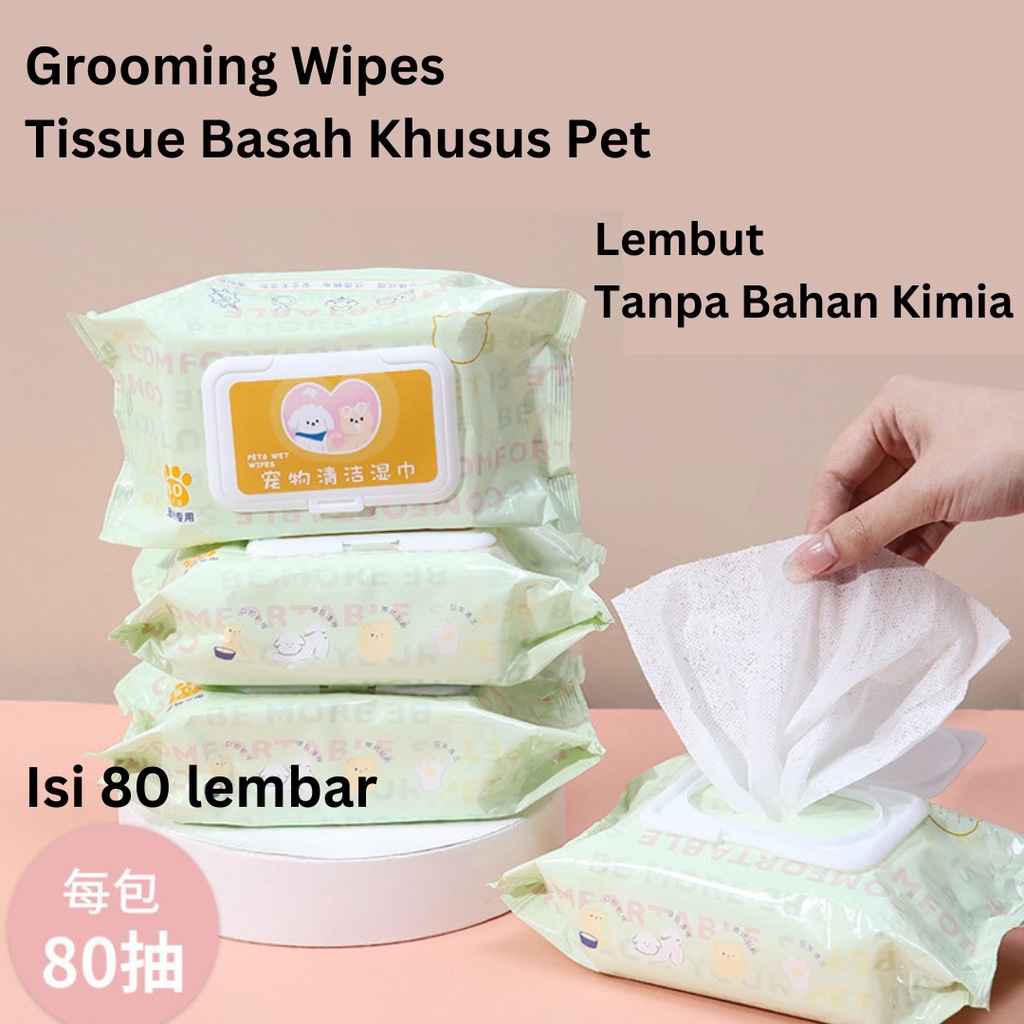 Tissue Basah Anabul Untuk Anjing Dan Kucing/Tisu Pembersih /Grooming Wipes Isi 80 pcs