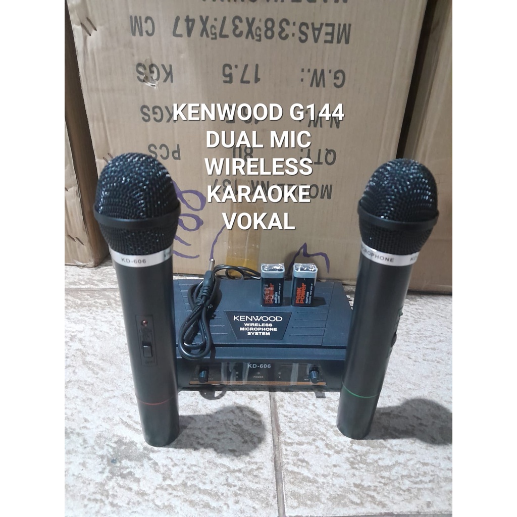 G144 KENWOOD MIC WIRELESS DUAL MIK WIRELES SEPASANG MIKROPON PEGANG MIKROPHONE MICROPHONE KARAOKE VOKAL VOCAL ARTIS PROFESIONAL PRO SOUND BEST SISTEM AUDIO PANGGUNG LEGENDARY DYNAMIC PENGERAS SUARA HIFI  SENSITIF MC PIDATO SEMINAR CERAMAH ACARA DOUBLE DOB