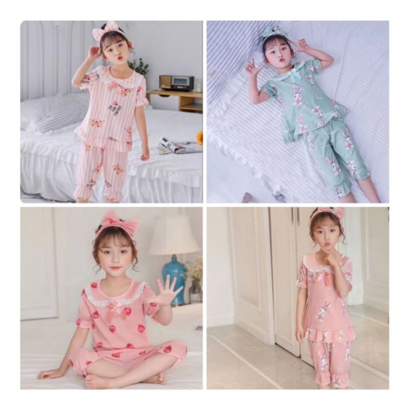 Baju Tidur Anak/Setelan Anak Celana 7/8 /Piyama Set Anak perempuan