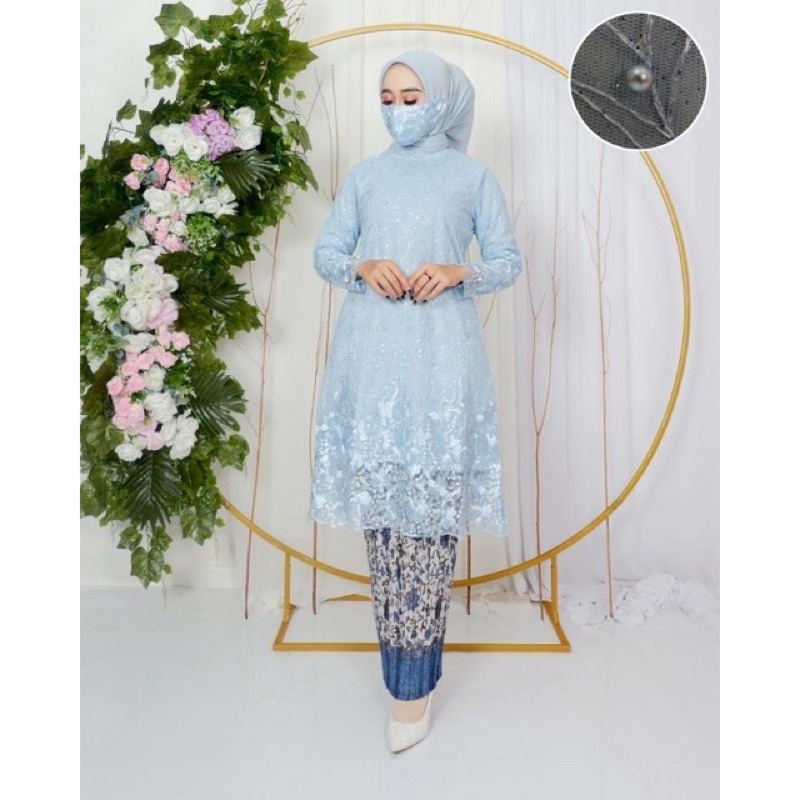 Tunik Tille Bordir / Kebaya Modren / Kebaya tulle Brukat / Kebaya Seragam