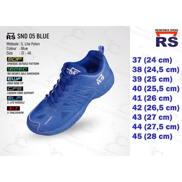 {MentariStore} Sepatu Bulutangkis RS SND 05 Blue Olahraga Badminton - 43 Berkualitas