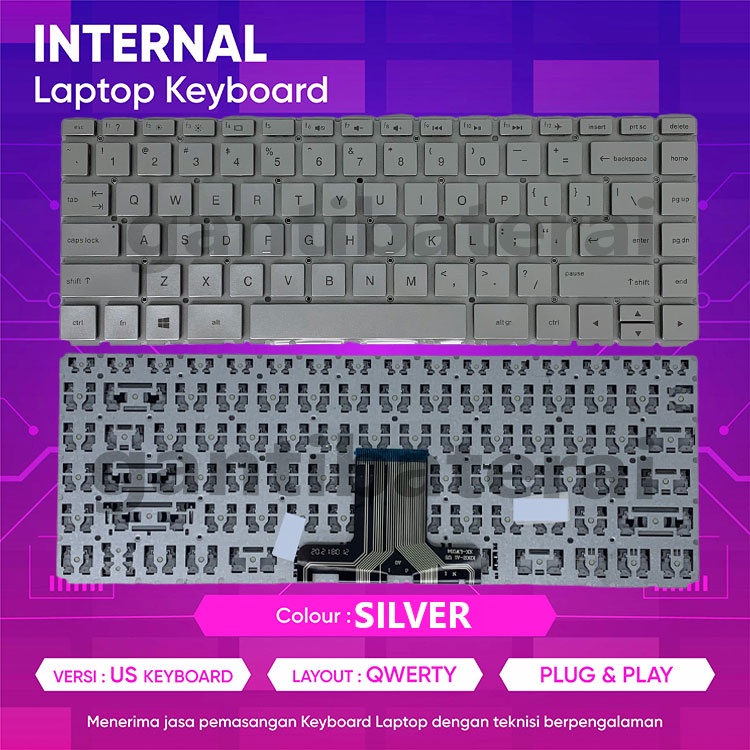 Keyboard Hp 14s-DQ0508Tu 14s-DQ2622Tu 14s-DQ2518Tu silver