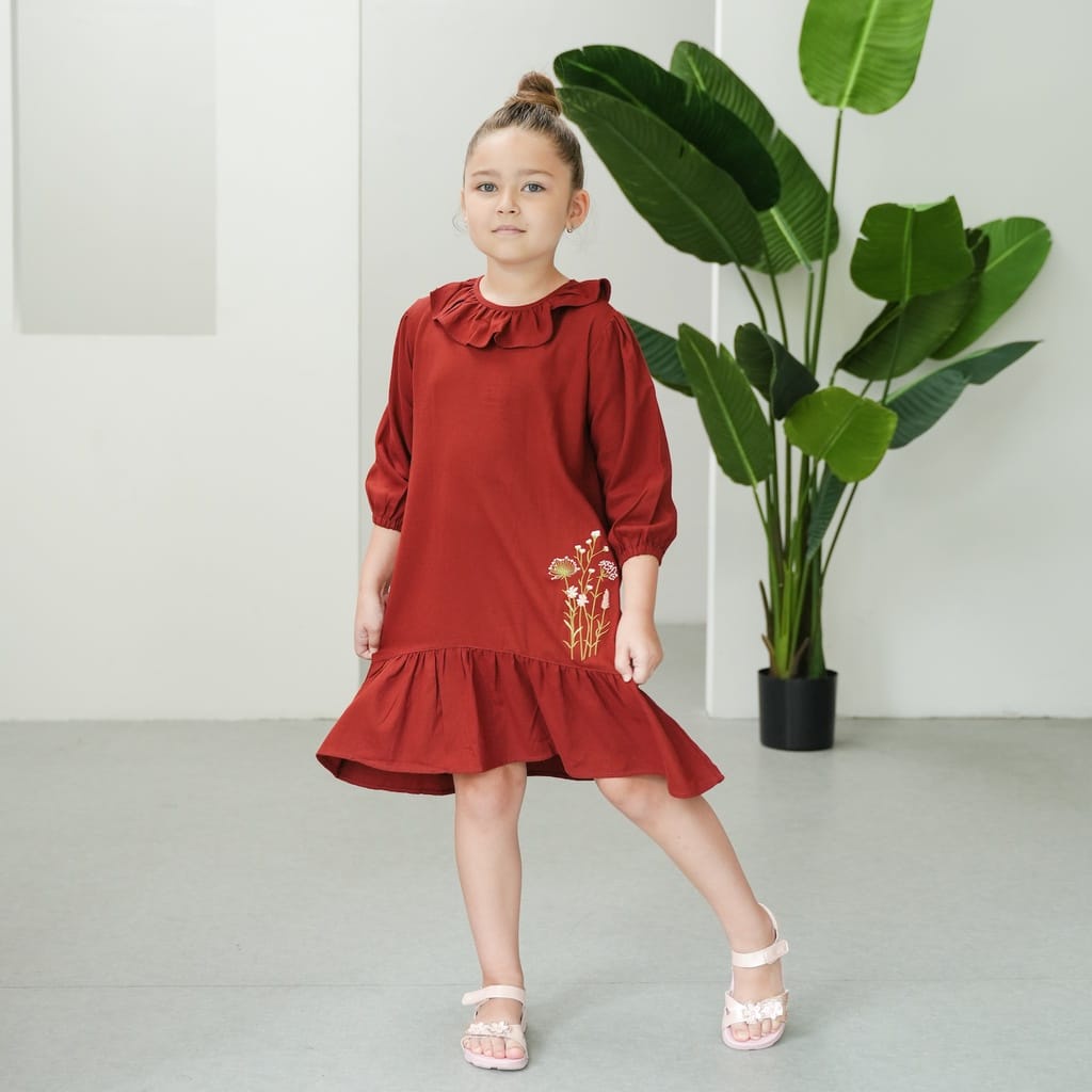 Mooi Mazaya Dress 1-10 Tahun Dress Raya / Tunik Lebaran Anak Perempuan Seri Raya Keluarga Pakaian Muslim