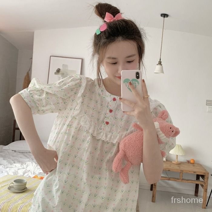 ins putri angin renda renda renda manis piyama wanita musim panas musim panas baru celana pendek len