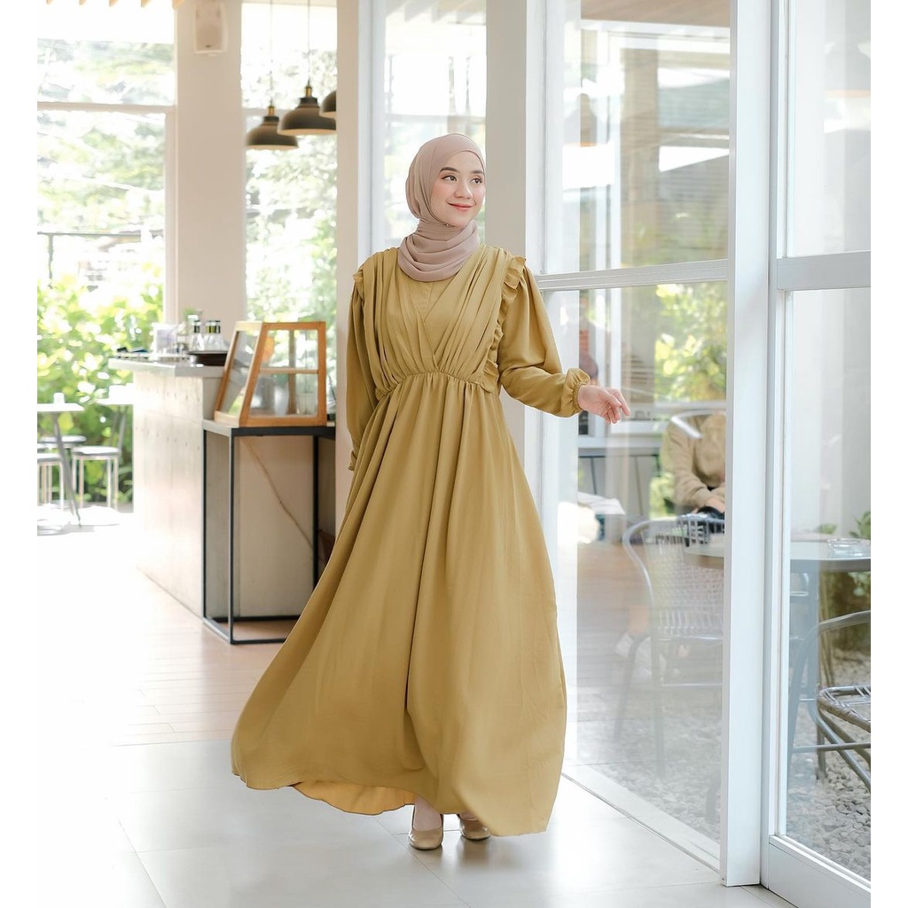 DRESS WANITA ELENA DRESS GAMIS PREMIUM LUXURY CRINKLE