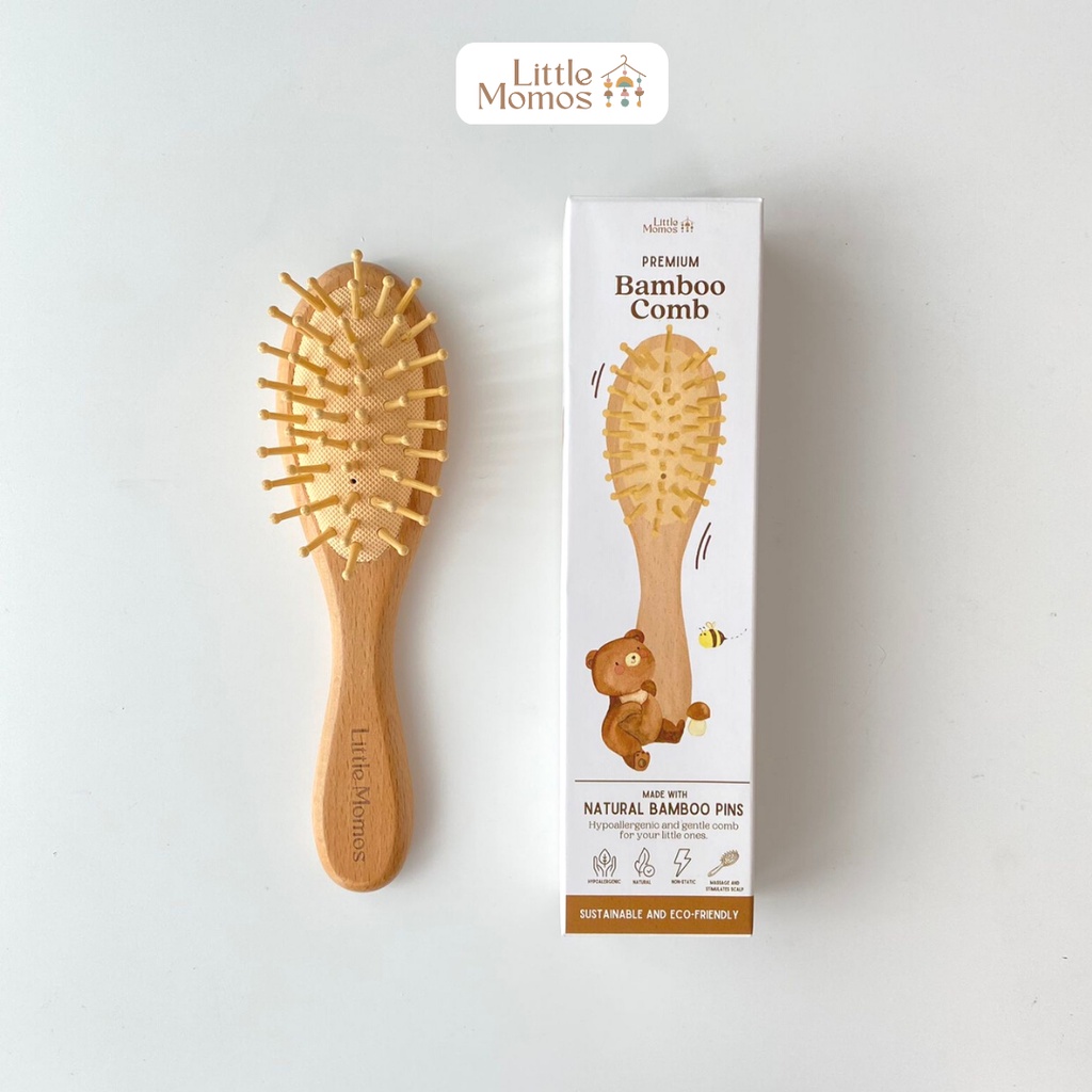 Little Momos Sisir Bayi Natural Bamboo Comb Hair Brush