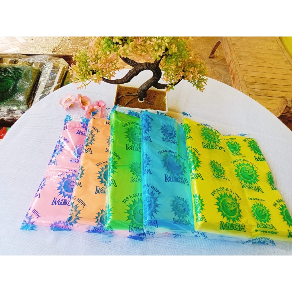 Tas Kantong HDPE / Kantong Plastik Warna-warni Cap Mega Khusus Makanan