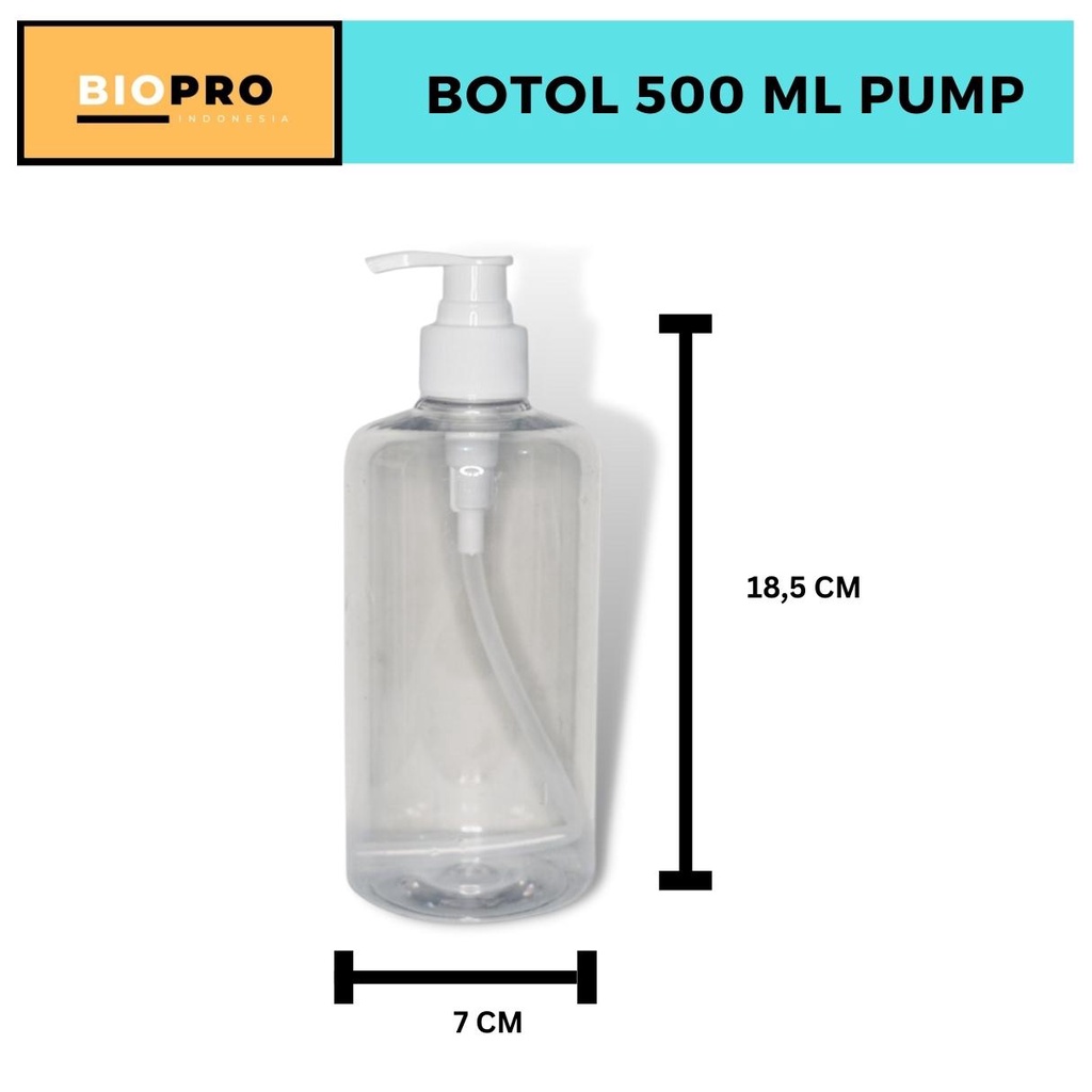 Botol Plastik PET 500ml neck 24mm bening Tutup Pump Lotion Natural Bening