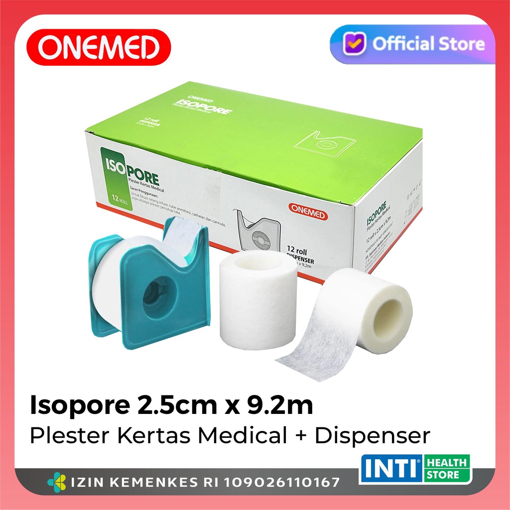 ONEMED ISOPORE Plester Kulit  + Dispenser | Plester Luka | P3K | Plester Kulit warna Putih