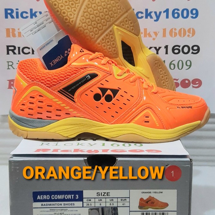 {MentariStore} SEPATU BADMINTON YONEX AERO COMFORT 3 /TRUCUSHION/TRUSHAPE - ORIGINAL - ORANGE/YELLOW